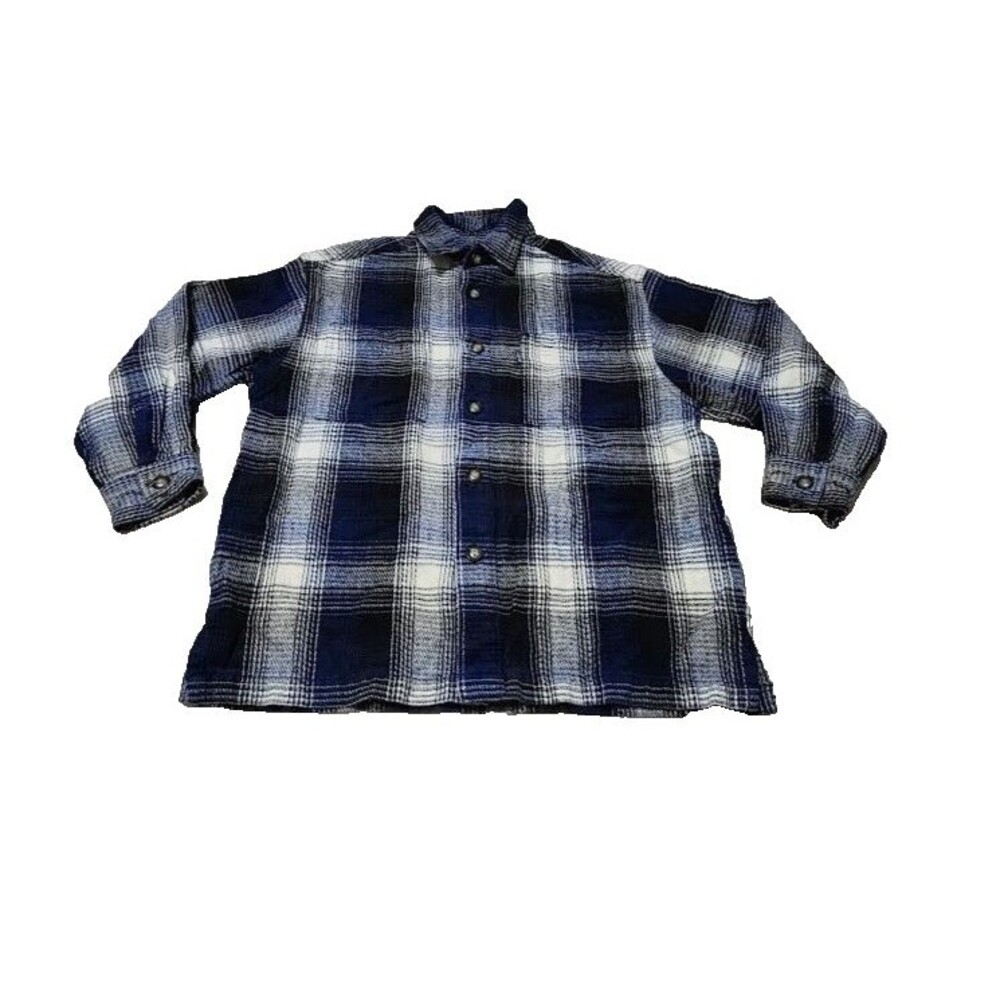Vintage Levi's Shirt Boys Medium Blue Heavy Flannel Button Up Kids Youth Cotton